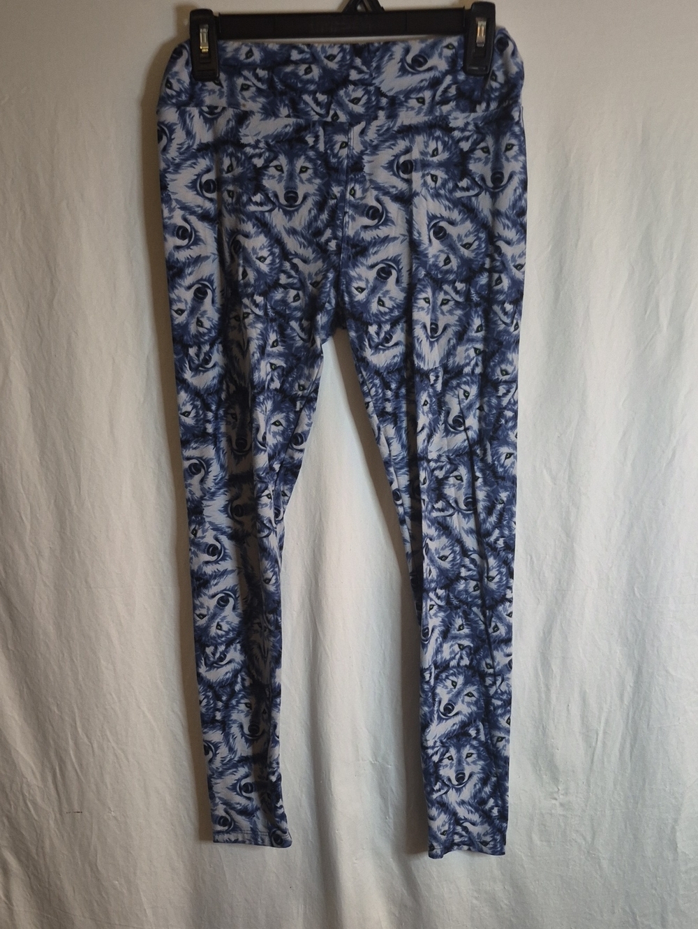 LuLaRoe Blue Wolf Face Print Women’s Jeggings
